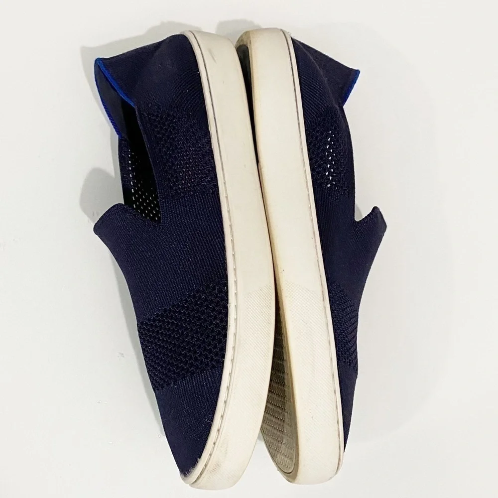 ROTHY’S Maritime Lattice Stitch Sneaker Slip On Navy Blue Comfort Size 10